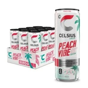 Celsius Peach Vibe Sparking, 12 Oz Can 12pack