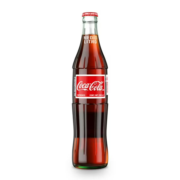 Coca-Cola Cane Sugar Mexican Soda Pop, 500 ml Glass Bottle