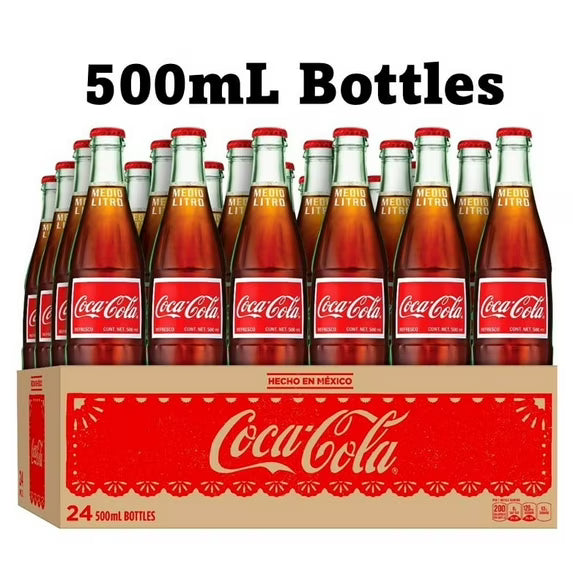 Coca-Cola Cane Sugar Mexican Soda Pop, 500 ml Glass Bottle